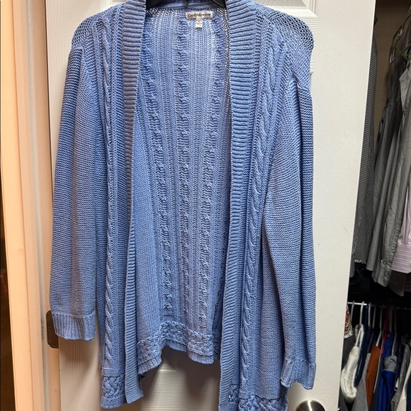 Croft & Barrow Blue Cable Knit Cardigan Sweater - Picture 1 of 4